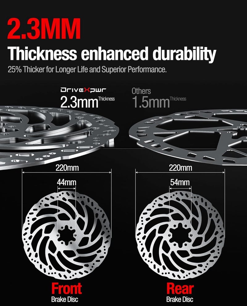 DriveXpwr Heavy-Duty 220 mm Thickened Stainless Steel Front&Rear Brake Disc Rotor for for Sur-Ron Light Bee LBX, Segway X160/X260 - Enhanced Cooling & Durability - Image 2